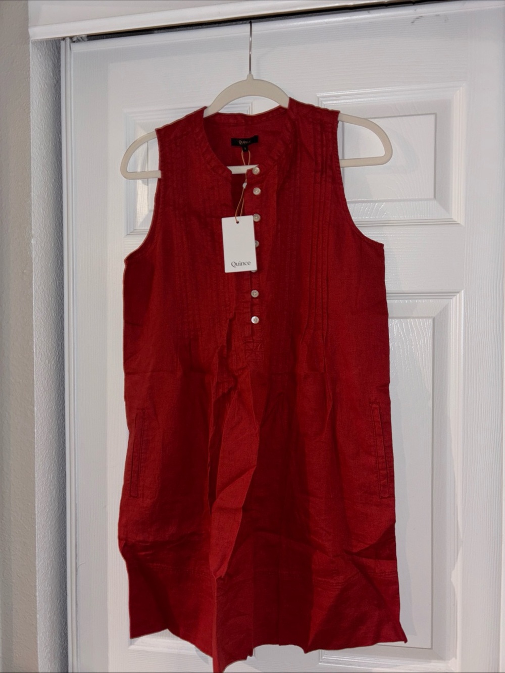 Quince Red Button-Front Tunic